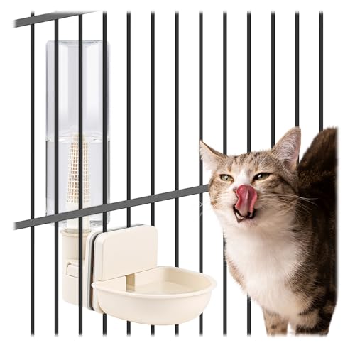 Hanging Automatic Food & Water Dispenser, Gravity Pet Feeder Set, Cage Cat & Bunny Guinea Pig Ferret Dispenser (Small Bowl Size) - size: Small Bowl Size