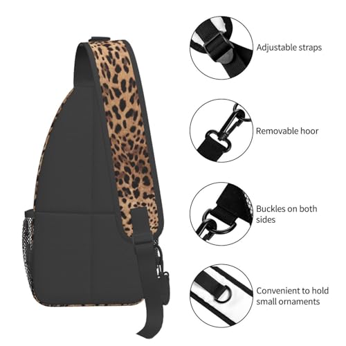 Leopard Print Skin Sling Backpack Crossbody Shoulder Bag Chest Bag Travel Chest Pack Casual Daypack For Women Men Hiking Sports Working - color: Black11