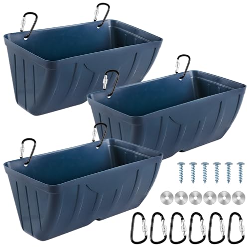 Chicken Feeders, 3 Pack, Duck Feeders and Waterers, Hanging Poultry Water Feeder, Livestock Fence Feeder, Feed Trough and Waterer Bucket with Clips, Blue - color: 3 Pack Blue