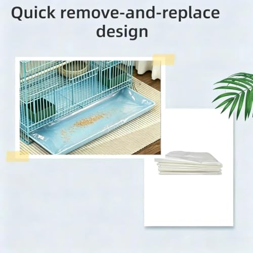 100 Pcs Bird Cage Litter Tray Liners, Disposable Plastic Film | 19.6 × 11.8 Inches Litter Tray Liners for Small Birds Parrots, Dwarf Rabbits, Canaries, etc.