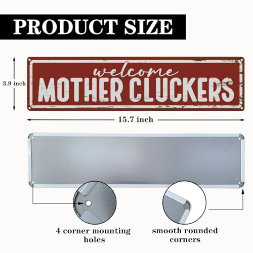 Rustic Farmhouse Style Chicken Coop Sign, Metal Outdoor Chicken House Signs, Welcome Mother Cluckers, Retro Metal Tin Sign, Farmhouse Decor, Backyard Hen House Gift 15.8x4 Inch - color: Farmhouse 13