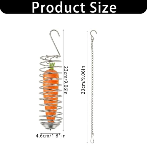 2 Pcs Spray Millet Treat Holder with Chains, Stainless Steel Bird Foraging Feeder Toy, Hanging Fruit Vegetable Basket for Parakeet Cockatiel Conure Macaw Parrot Cage Accessories
