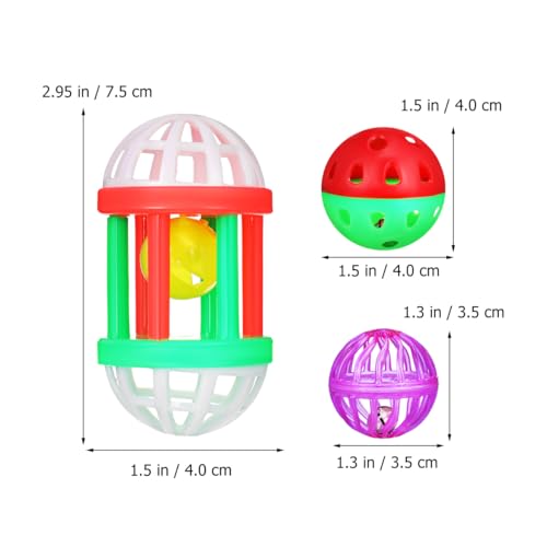 POPETPOP Bird Ball Toy - 12Pcs Plastic Pet Toy for Parakeet, Parrot, Finch Foraging & Preening - Colorful Training Bell Balls