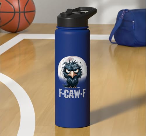 F-Caw-F Black Crow Black Bird Funny Crow F-Caw-F Stainless Steel Insulated Water Bottle - color: Royal Blue