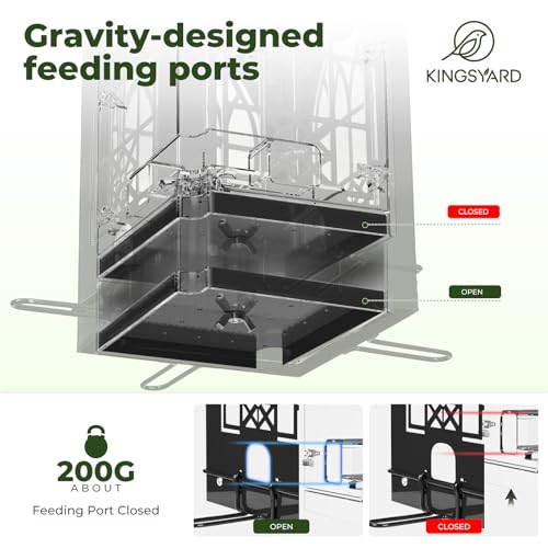 Kingsyard 5 Lbs Squirrel Proof Bird Feeders with Weight-Activated Perches | Large Metal Bird Feeder House for Outdoors, Weatherproof, Great for Small Wildbirds Cardinal Finch Bluebird, Sequin Black - color: Black