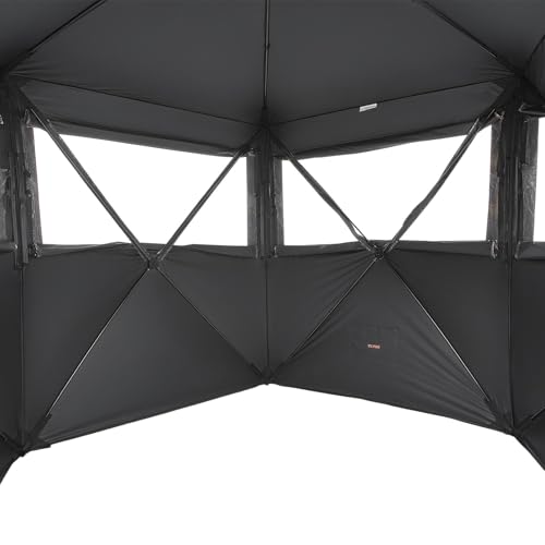 VEVOR Hunting Blind，See Through Ground Blinds with Carrying Bag, 360 Degree Portable Camouflage Tent，Durable Concealed Shelter with Silent Side Door and Window, for Turkey and Deer - size: 6-7 Person (H-79'')