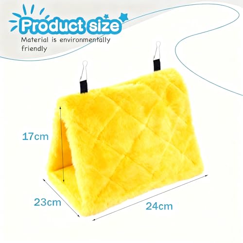 Bird Nest Snuggle Hut Soft Plush Hammock Hanging Cage Tent for Birds Parrot Winter Warm Bed Pet Toy for Hamster Parrot Macaw Budgies Eclectus Parakeet Cockatiels Cockatoo Lovebird (Yellow) - color: Yellow