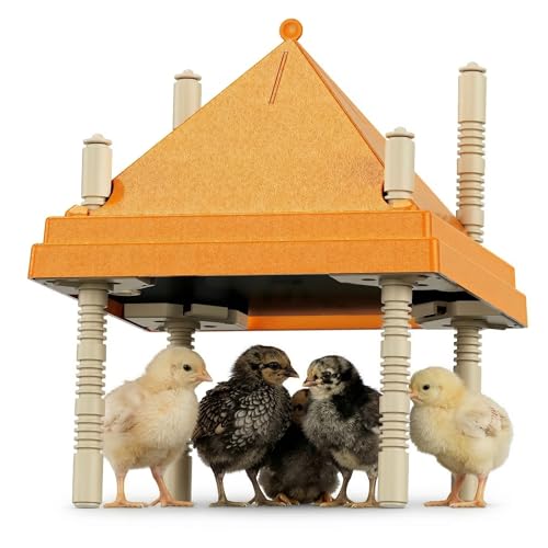 Chick Brooder Heating Plate with Anti-Roosting Cone Cover, 10" x 10" Brooder Heater for 10-12 Chicks, Adjustable Height & Angle, Safe Energy-Saving Radiant Heat, Prevents Roosting & Keeps Top Clean - size: 10.0"L x 10.0"W x 10.0"H
