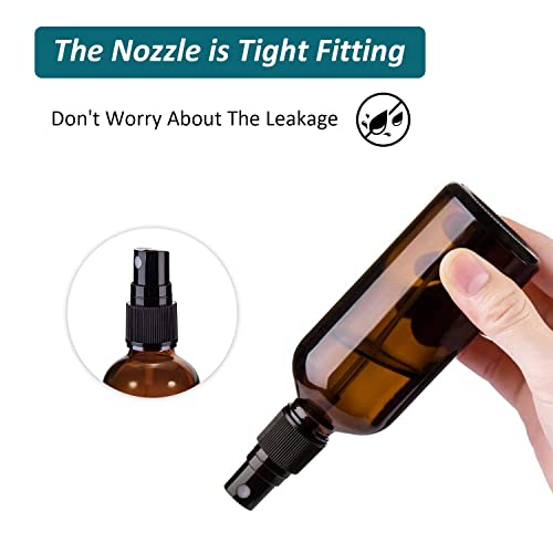 4 oz Amber Glass Spray Bottles for Essential Oils, Small Empty Fine Mist Spray Bottle,2 Pack with Funnel Dropper - style: 2 - Pack
