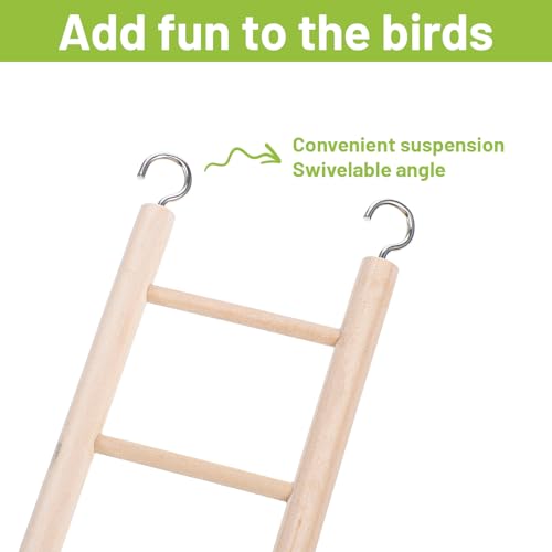 10 Pcs Wood Step Ladder for Bird, 3-10 Step Hanging Bird Ladder Parrot Cage Climbing Toy & Cylindrical Support for Parakeets, Cockatiels, Conures, Lovebirds