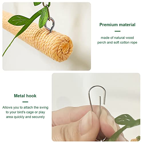 La La Pet® Hanging Wooden Pet Bird Swing with Cotton Rope Bird Cage Swing Bird Perch Swing Bird Cage Perch Bird Perch Stand Bird Swing Toy for Parrots Parakeets Cockatiels Lovebirds Brown - color: Brown