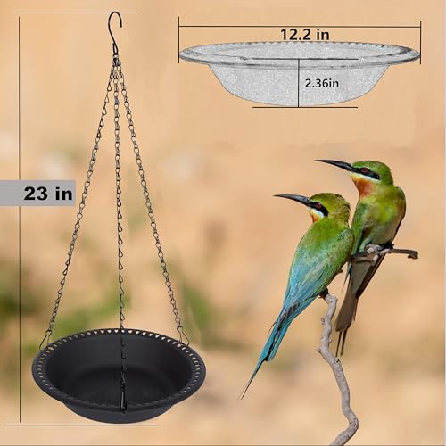 Hanging Bird Feeder Tray with Drainage Holes Fit Most Seed for Outside, Feeding Station (12 inch, Black) - color: Black, size: 12 inch