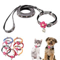 Black Dog Collar with Bell Leash Set, Nylon Basic Small Dog Collar Boy Floral Print for XXS XS S Dog Kitten Pet Animal Tiny - color: Black
