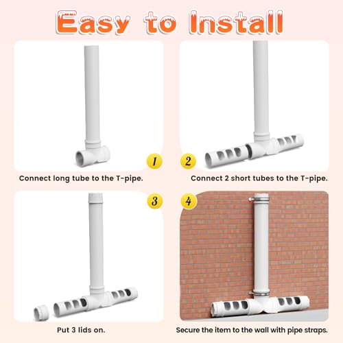 PVC Chicken Feeder No Waste 13lbs Automatic Poultry Feeder | Chicken Food Dispenser with 6 Feeding Port Gravity Poultry Feeding Trough for Ducks Turkeys Geese Quails Pigeon