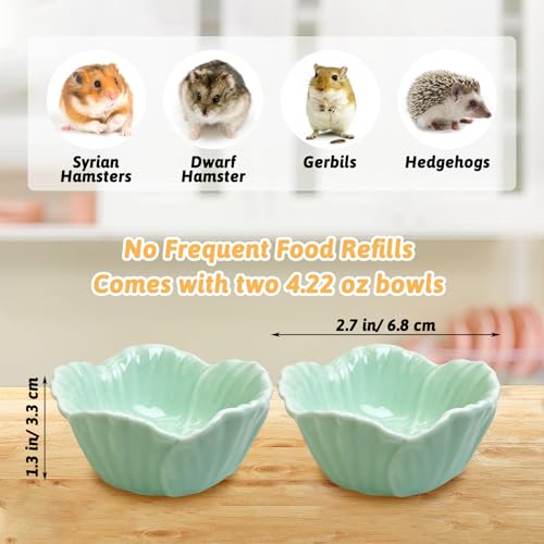 Tfwadmx 2 Pcs Ceramic Pet Hamster Bowl, Dwarf Hamster Food Bowl Feeder, Small Animal Food Dish for Guinea Pigs, Hedgehogs, Mice, Pygmy Hamsters, Robertsky'S Cheeky Mice (Cyan) - color: Cyan