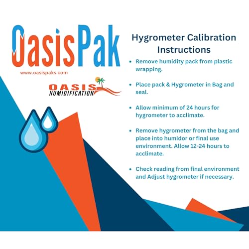 Oasis Humidification Calibration Kit - Caliber V Digital Hygrometer and Thermometer + OasisPak Two-Way Humidity Control Pack - Calibration Kit for Humidors - Digital Thermometer with Hydration Packets