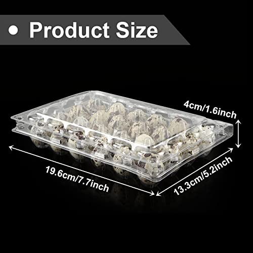 100 Pcs Quail Egg Cartons, 24 Grids Clear Quail Egg Cartons, Reusable Quail Egg Cartons Cheap Bulk, Plastic Stackable Egg Storage Box for Small Eggs,Quail,Pheasant,Pigeon Eggs