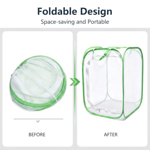 Mesh Plant Protection Enclosure, Portable Collapsible Garden Grow Cage with Mesh Barrier, Pest & Bird Proof Plant Cover for Vegetables, Fruits, Outdoor Patio Balcony Use, 36 Inches Tall - color: White/Green, size: 36 × 24 × 24 inches