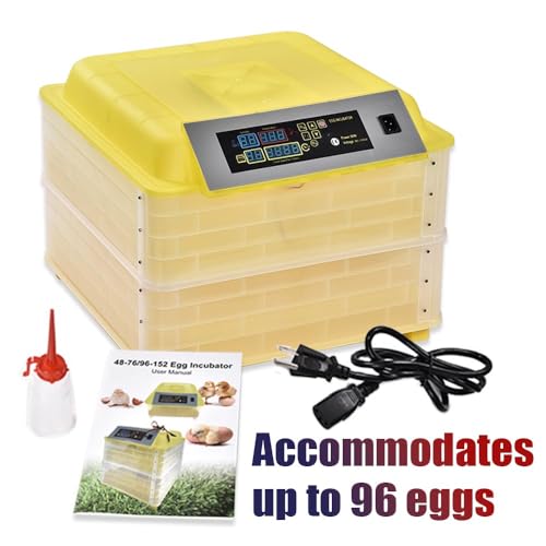 GRAND ORANGE Egg Incubator Automatic Digital Poultry Hatcher Machine | Breeder with Temperature Control and Auto Turning for Hatching Chicken Duck Goose Quail Birds (96 Eggs) - size: 96 Eggs