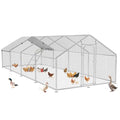 10 x 26.2 x 6.4 FT Metal Chicken Run, Chicken Coop with Cover | Reinforced frame, Walk-in Chicken Coop, Waterproof Cover, Side Hardware Cloth, Roosting Perch, Backyard & Farm Use - size: 26x10Ft