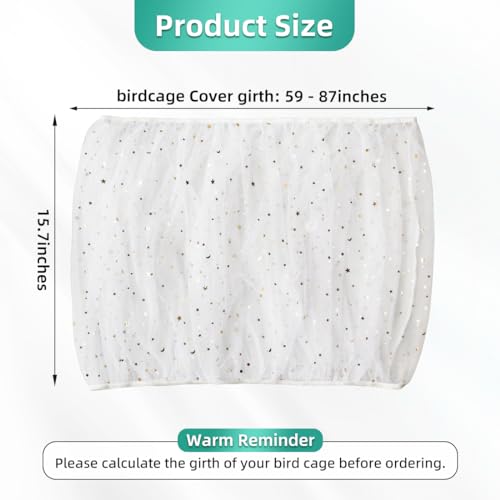 Bird Cage Seed Catcher, Seed Catcher Guard Net Cover, Parrot Nylon Mesh Net Cover, Universal Soft Airy Cage Net Stretchy Skirt for Round Square Cages (Star-White, 15.7" x87") - color: Star-white, size: 15.7" x87"