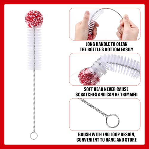Zhehao 13 Pcs 2 Size Hummingbird Feeder Cleaning Brush Bendable Cleaning Brushes for Hummingbird Feeder Outdoor Water Bottles Various Size(Red, White) - color: Red, White