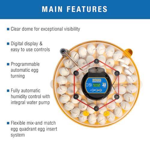 Brinsea Maxi 48 EX Egg Incubator with Automatic Turning & Humidity Control | 50+ years of trusted precision! Built-in automatic humidity, auto-turn & temp alarms take the stress out of hatching 48+ eggs