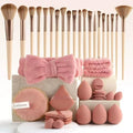 40 PCS Professional Makeup Brush Tools Set, Cosmetic Brush Sponge, Puff, Headband, Brush Cleaning Bow Set, Facial Makeup, Cleaning Accessories, Makeup Products, Valentine Day Item (Beige-40PCS) - color: Beige-40PCS