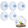 Clear Suction Cups for Window Bird Feeder, 5-Pack Strong Replacement Parts, Heavy Duty Suction Hooks with Thumbscrews/Tabs, Weatherproof & UV-Resistant Mounting Accessory for Wild Bird House