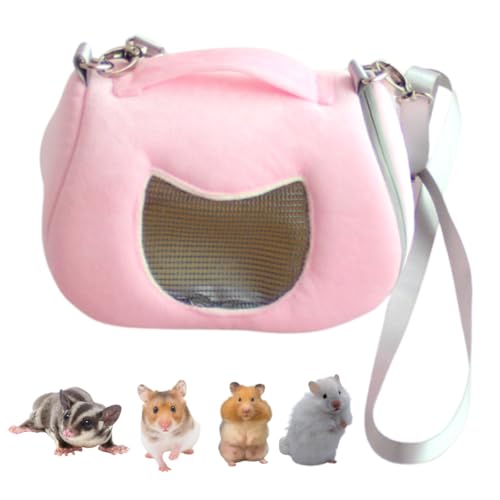 Small Pet Carrier Bag with Adjustable Shoulder Strap Hamster Travel Cage Breathable Carrier Portable Travel Carrier for Birds Sugar Glider Golden Hamsters (Pink B) - color: Pink B