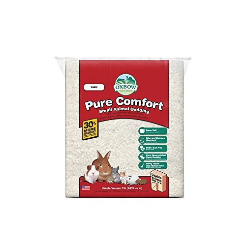 Oxbow Small Animal Bedding, Hamster, Guinea Pig, Rabbit, White, USA, 72 L | Pure Comfort, Hamster Bedding, Guinea Pig Bedding, Low Dust, Virgin Paper, Litter Box, Bunny, Rats, Gerbils, Chinchillas - color: White, size: 72 Liter