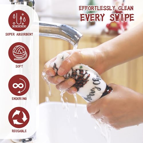 Oudain 6 Pcs Christmas Kitchen Towels Christmas Hand Towels Red Black Buffalo Plaid Xmas Tree Elk Dish Cloths Winter Garland Truck Decorative Tea Dishcloths for Home Kitchen Bathroom Xmas Gifts - color: Plaid