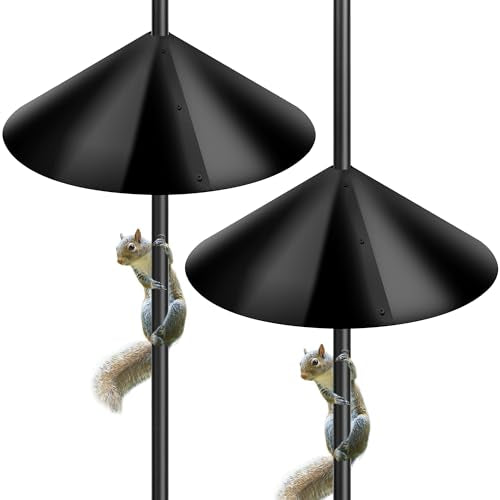 Squirrel Baffles for Protecting Outdoor Bird Feeder Pole and Bird Houses, Pole Mount Squirrel Proof Guard Stopper for Bird Pole-(Black, 16 inch,2 Packs) - size: 16IN-2Set