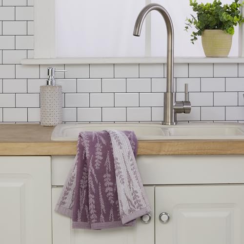 SKL Home Lavender Silhouette 100% Cotton Jacquard 2pc Hand Towel Set, Reversible & Decorative for Bath/Kitchen/Bar & Gift, Purple - color: Lavender Silhouette