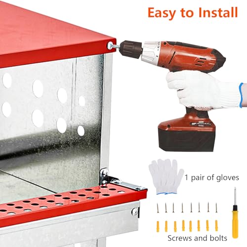 Garvee Nesting Boxes for Chickens, 8 Compartment Roll Out Away Chicken Nesting Boxes for Laying Eggs, Nesting Gift Boxes for Hens Duck Poultry, Metal Heavy Duty Chicken Coop with Perch
