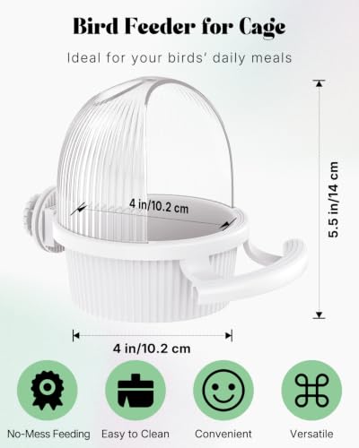 Pawfly No Mess Bird Feeder, Bird Cage Feeder, Bird Bowls for Cage, Bird Feeder for Cage, Bird Water Dispenser, Parakeet Feeder Waterer for Parrot, Cockatiel, Budgie & Lovebird,White - color: White