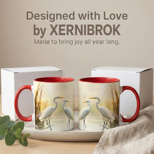 White Egret Wetland Coffee Mug, Elegant Water Bird Mug, Serene Marsh Nature Gift, Coastal Lake House Decor, Wildlife Art Ceramic Accent Cup, 11 Oz Drinkware (Egret) - color: Egret