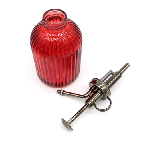 Glass Plant Mister Spray Bottle, 350ML Vintage Plant Spritzer with Top Pump Watering Can for Indoor Outdoor House Plants,Flowers (Red) - color: Red