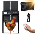 PETSITE Solar Powered Automatic Chicken Coop Door, Along with USB Charging | | LCD Display | Light Sensor, Timer, Remote & Manual Control | Anti-Pinch Design | Waterproof | Made of Aluminum |