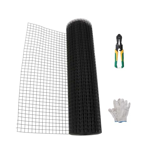 1 in Hardware Cloth, 36 in x 50 ft Chicken Wire Fence, Chicken Wire Mesh Roll with Pliers and Glove for Rabbit Cages, Chicken Coop Fences and Poultry Enclosures(16 Gauge, Black) - color: Black, size: 1in 36in x 50ft(with Gloves and Plier)