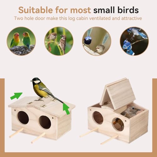 Parakeet Nesting Box, Bird House Wood Breeding Box Parrots Mating Box Bird House Budgie Pet Bird Nests House for Parrots Swallows Breeding Box Cage Birdhouse Accessories