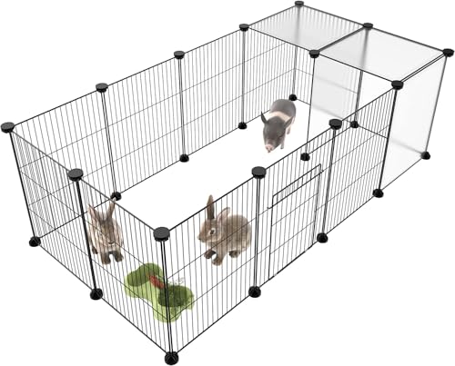 Pet Playpen, Small Animal Cage DIY Wire Fence with Door 15 Panels, Black | Portable Yard Fence for Indoor or Outdoor, for Small Animal, Puppies, Kitties, Bunny, Guinea Pigs, Turtle - style: Black