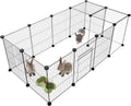 Pet Playpen, Small Animal Cage DIY Wire Fence with Door 15 Panels, Black | Portable Yard Fence for Indoor or Outdoor, for Small Animal, Puppies, Kitties, Bunny, Guinea Pigs, Turtle - style: Black