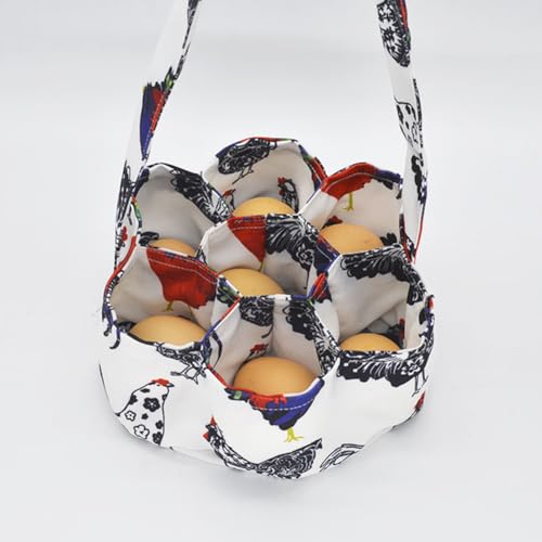 Egg Collecting Basket with 7 Pouches, Mini Egg Collecting Bags Gathering Bag for Fresh Eggs Transporting Storage, Farmhouse Eggs Gathering Basket for Chicken, Hen, Duck, Goose