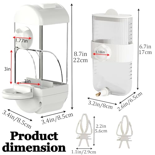 Automatic Bird Feeder Waterer Kit Bird Cage Hanging Waterer Parakeet Leak-Proof Feeder Parrot Vegetable Clips Cage Accessories for Budgies Lovebirds Finches Canaries Parrotlets Conures (White) - color: White