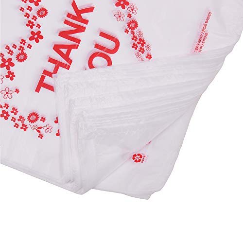 LazyMe Thank You Plastic Bags with Handles, T Shirt Bags 12x20 Inch, 200 Ct | Plastic Grocery Bags for Small Business, Retail Stores and Merchandise, Bolsas De Plastico Para Negocio - color: 200pcs