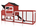 Mobile Chicken Coop with Wheels for 4-6 Chickens, Large Outdoor Hen House with Run, Weatherproof Asphalt Roof, Sectionable Nesting Box & Pull-Out Tray, 82.4" L x 25.8" W x 44.1" H - Red - size: 82.4"L x 25.8"W x 44.1"H