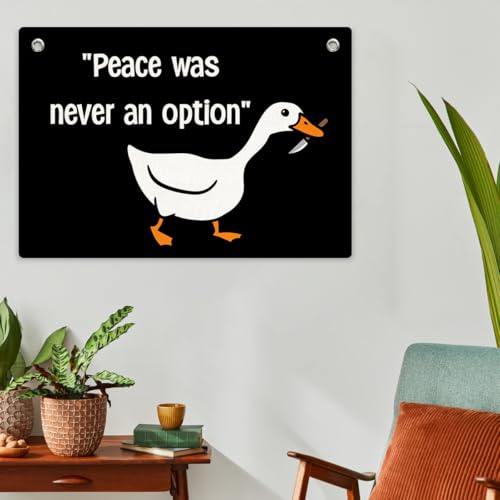 Peace Was Never An Option Goose Flag,Funny Goose Wall Flag Banner Tapestry | Indoor Outdoor Banner Wall Hanging Decor for College Dorm Room Living Room Bedroom Office Decorations 28.5 x 20 Inch - color: Multi 0662
