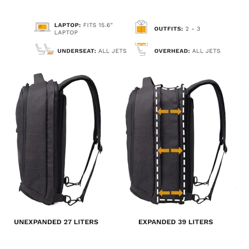 Knack Series 1 Laptop Backpack Fits up to 15 Inch - Knack Bags Carry-On Backpack, TSA Approved, Expandable Travel Backpacks With 3 Day Outfit Capacity (Stealth Black, Medium) - color: Black, size: Medium