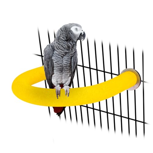 Rypet U-Shaped Large Parrot Perch, Quartz Bird Perch for Cage(Yellow L) | Safe Chew & Rest Perch for Large Birds, Durable Non-Toxic Cage Accessory, for Parakeets Cockatiels Conures Macaws - color: Yellow, size: Large
